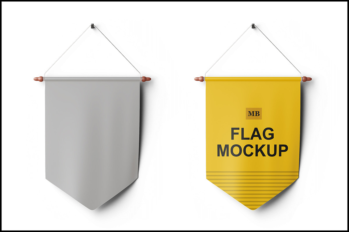 Pennant Flag Mockup, a Merchandise Mockup by mockupbuys (Photo 1 of 3)