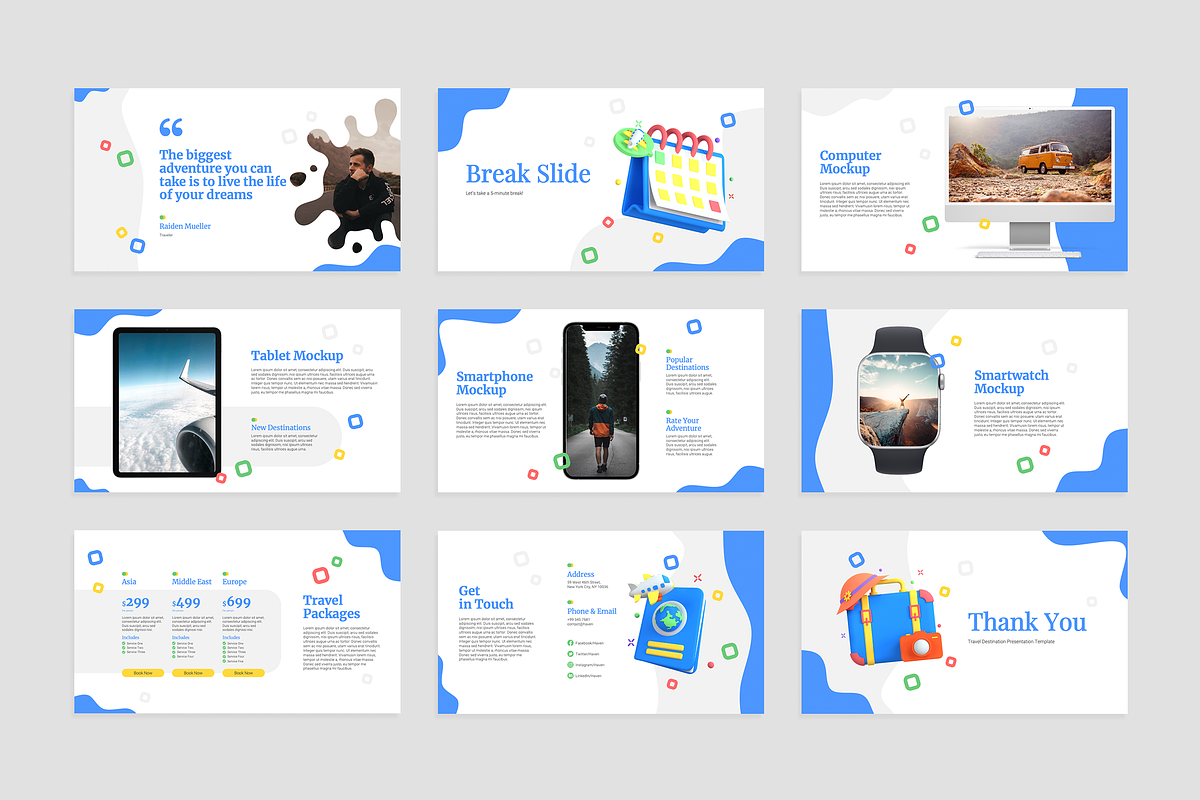 Travel Google Slides Template, a Presentation Template by Flat Icons (Photo 3 of 4)