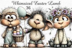 Whimsical Easter Lamb Clipart, an Illustration by Craft Nest