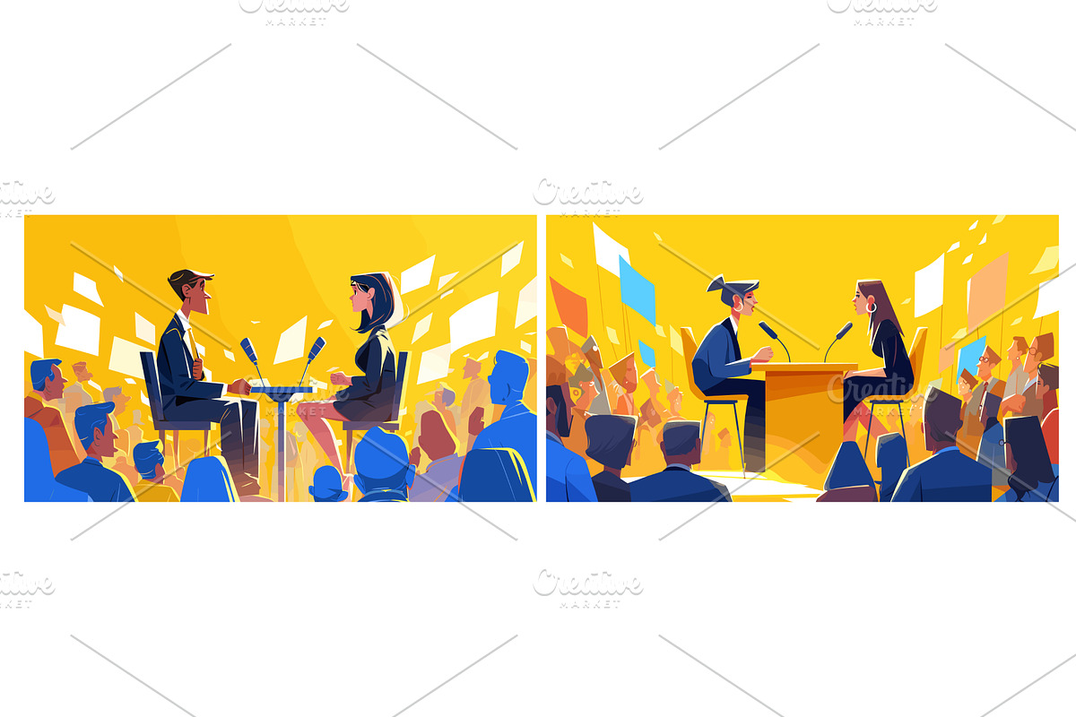 Political debates. Politician woman, a Person Illustration by Stock-Smart-Start