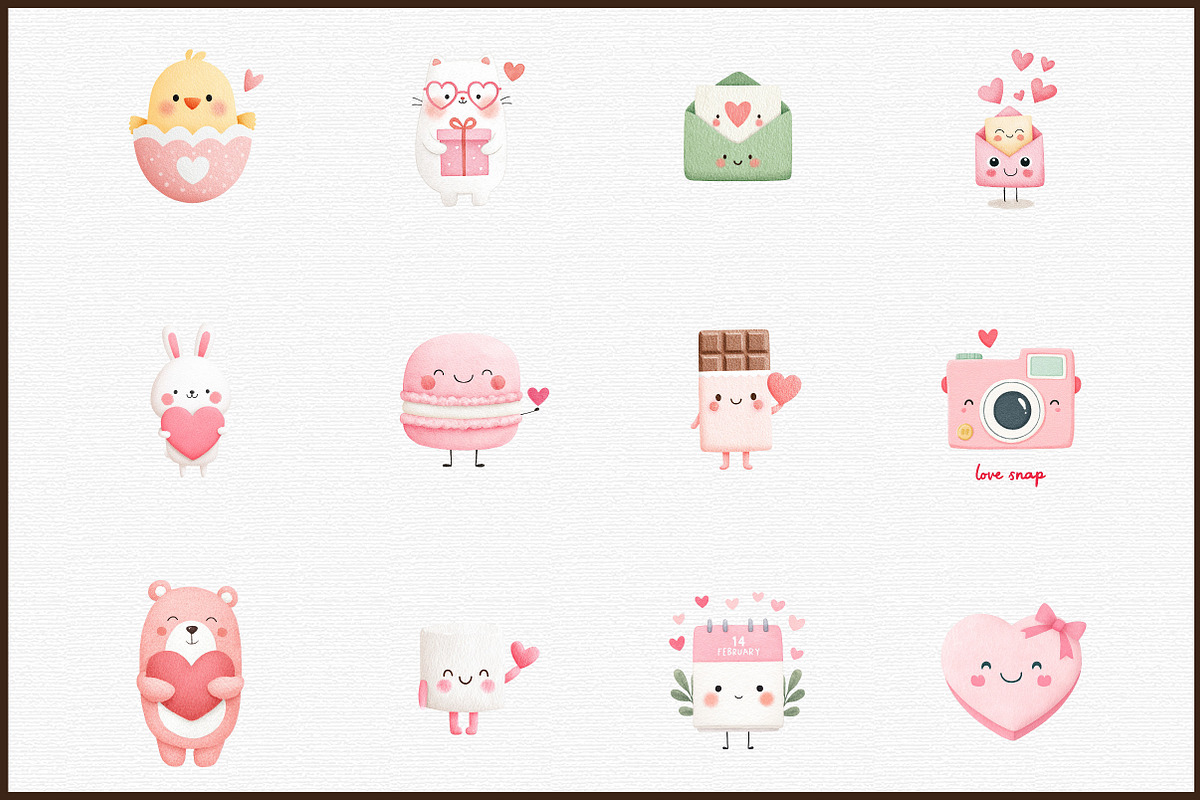 Kawaii Valentine's CLIPART, an Illustration by Sublimation Artist (Photo 3 of 6)