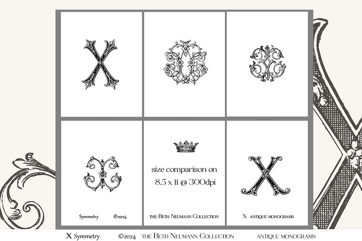 Antique Vintage Monogram Initial X, an Object Graphic by Antique Monograms (Photo 3 of 4)