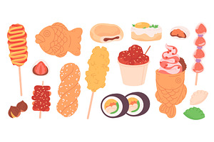 Korean street food. Corn dog with, a Food Illustration by LadadikArt