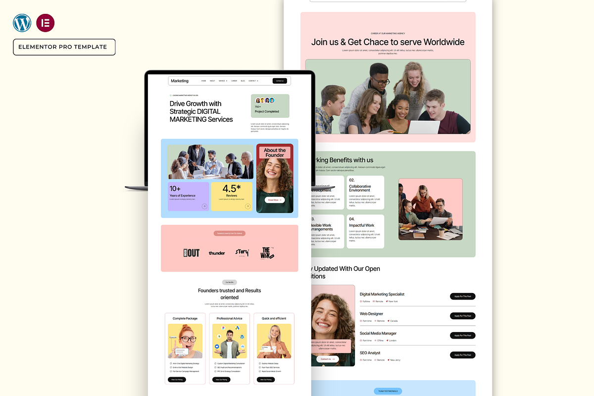 Marketing Agency WordPress Template, a WordPress Template by Web Template Market (Photo 1 of 9)