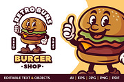 Burger Shop Retro Mascot Logo, a Branding & Logo Template by Akito Studio (Thumbnail 2 of 2)