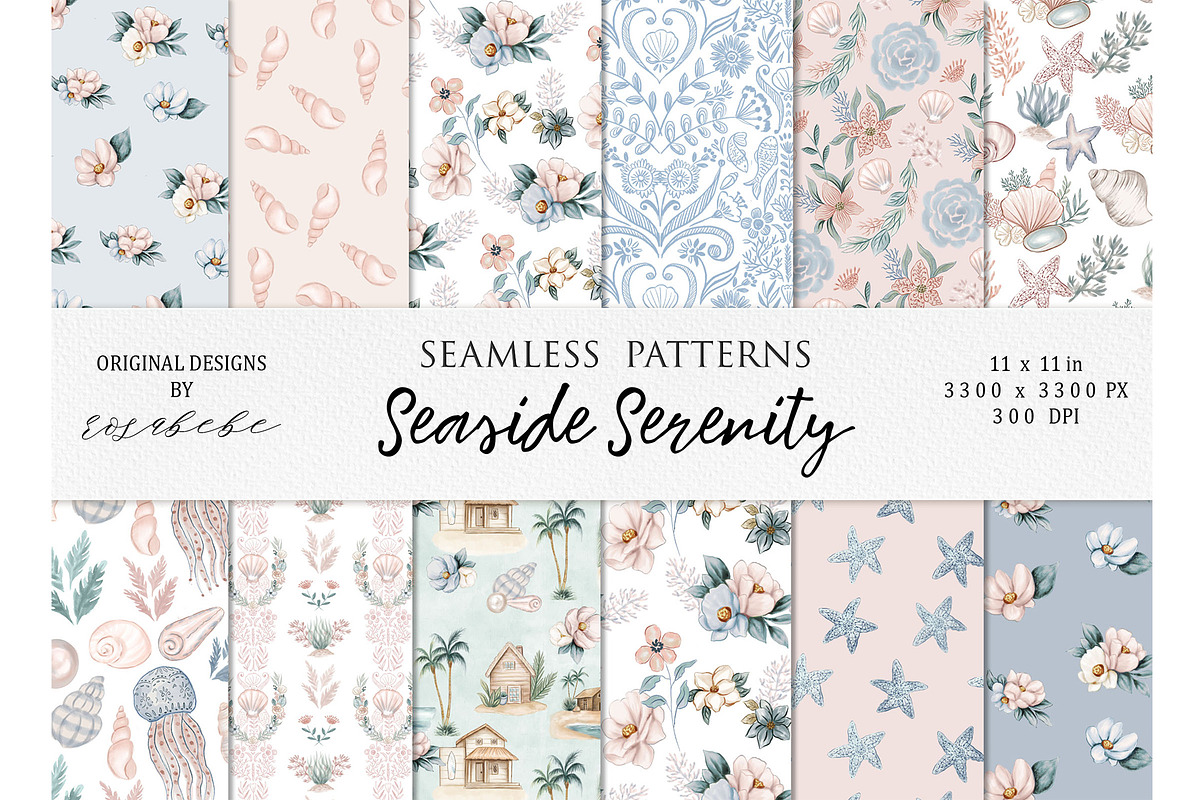 Seaside Patterns, a Pattern Graphic by Rosabebe