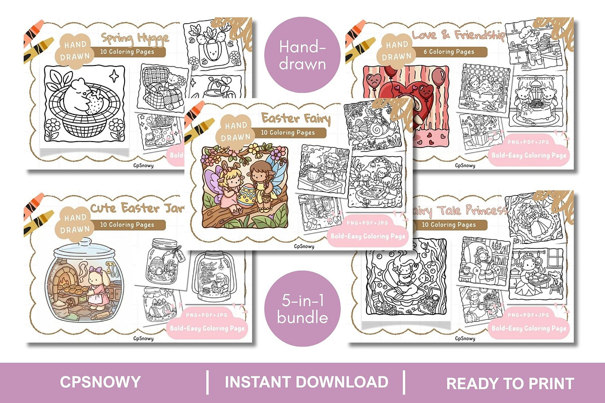 Cute&Cozy Bundle Coloring Pages, an Object Graphic by CpSnowy (Photo 3 of 4)