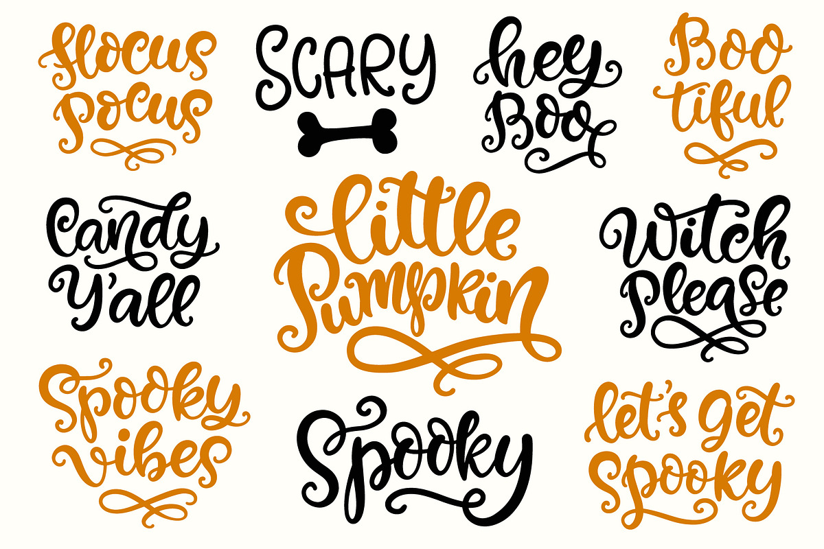 Halloween Lettering, Tags, Pumpkins, an Object Graphic by Katrinelly (Photo 3 of 14)