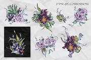 Dark floral watercolor clipart, an Illustration by Kate Lanbina (Thumbnail 5 of 19)