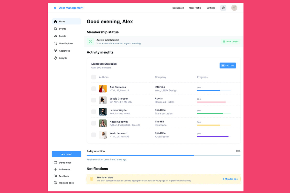 Member, Users, Profile Dashboard Web, an UI Kit Template by nagaredesignstudio (Photo 3 of 5)