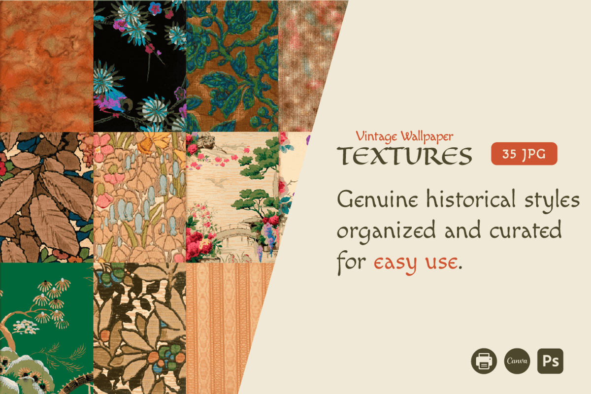 35 Vintage Wallpaper Textures, a Background Graphic by JuliBelushi (Photo 2 of 7)