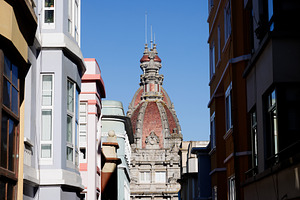 Historic rooftops and dome of the Municipal Palace in La Coruna,, an Architecture Photo by Bepslabor