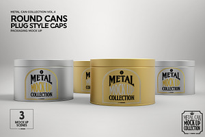 Round Cans Plug Metal Cap Mockup