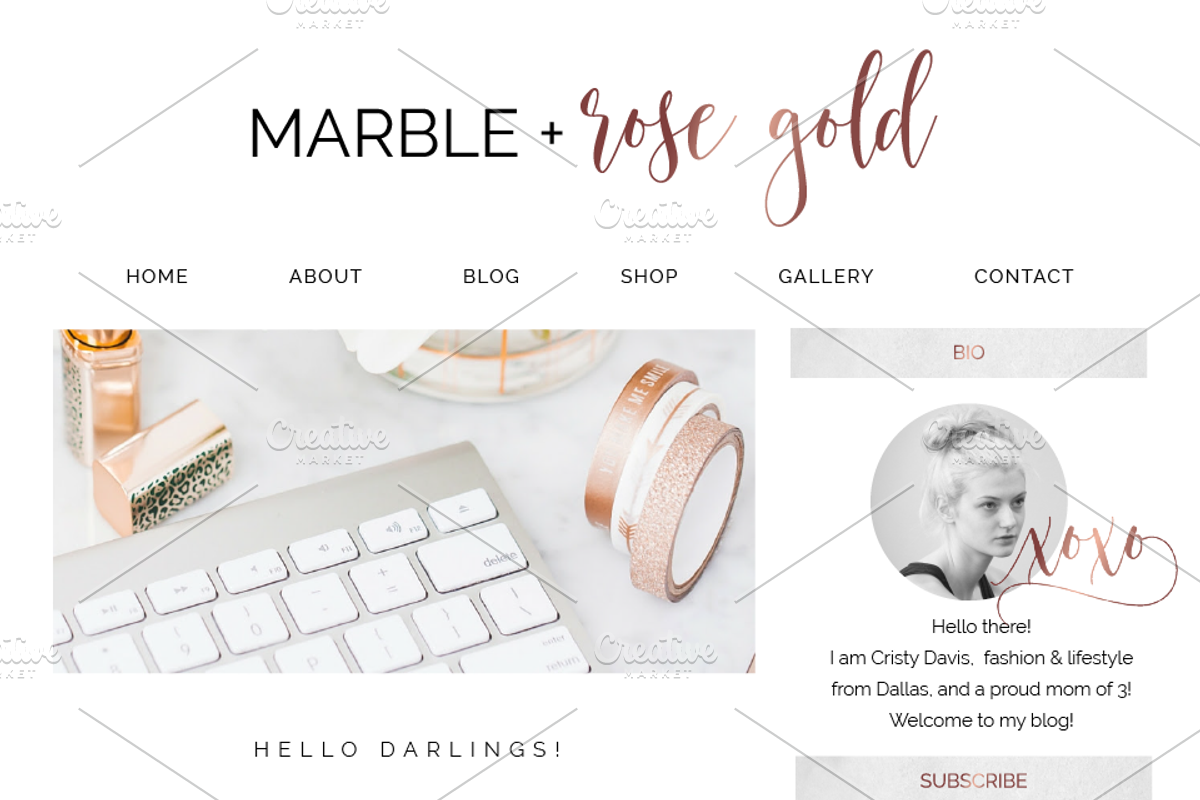 50 Piece Blog Kit Marble & Rose Gold, a Templates & Theme by Inky Jar Design Studio (Photo 6 of 6)