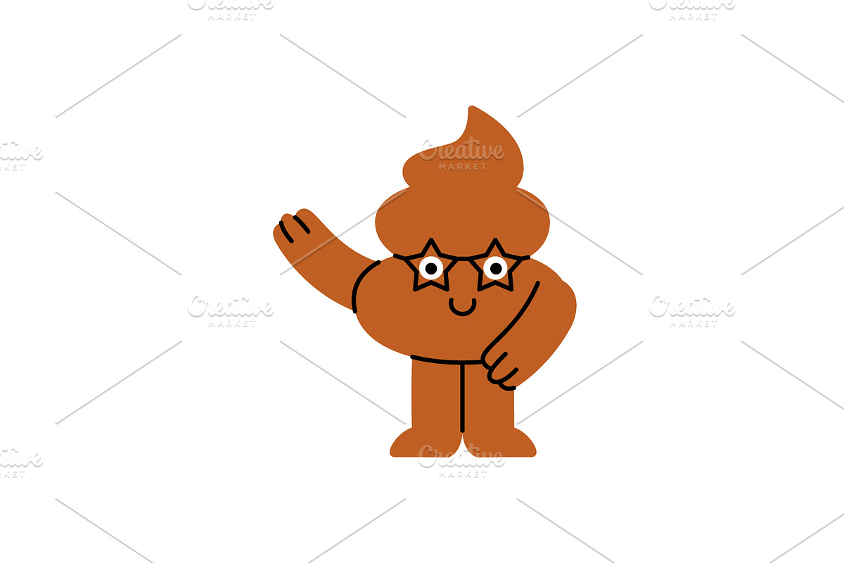 Happy cartoon poop character smiling, a Texture Illustration by GraphiShop