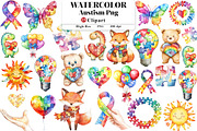 Autism Awareness Day Collection png, an Illustration by Watercolor design (Thumbnail 1 of 9)