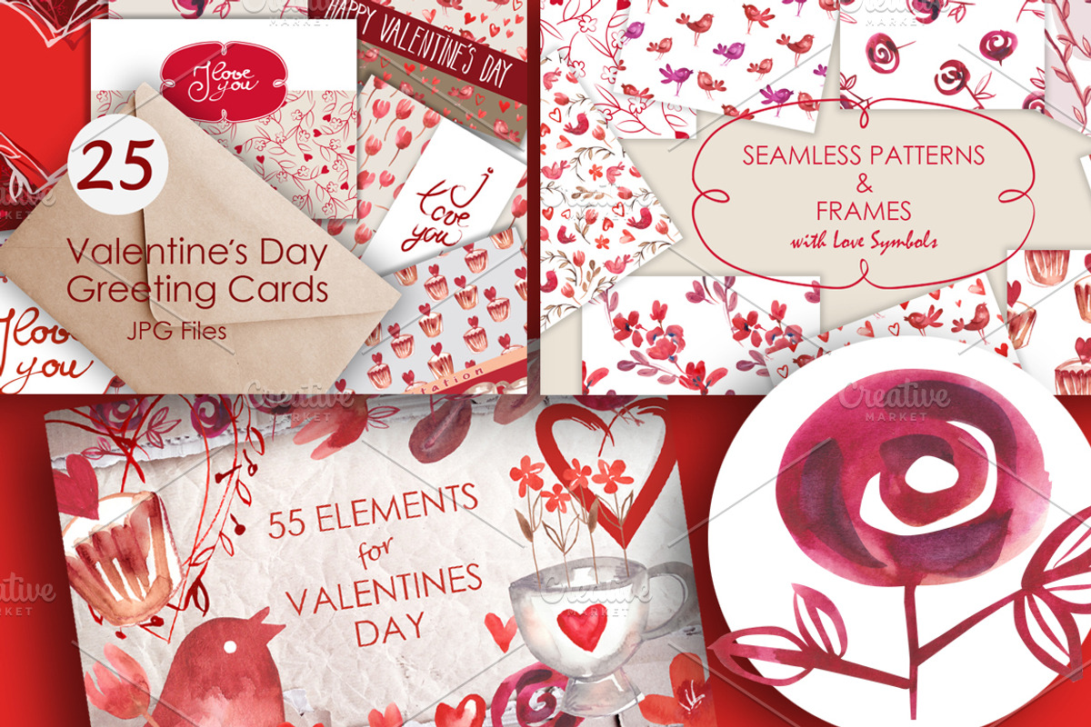 Valentines Day Bundle, a Decorative Illustration by Marina Grau (Photo 1 of 5)