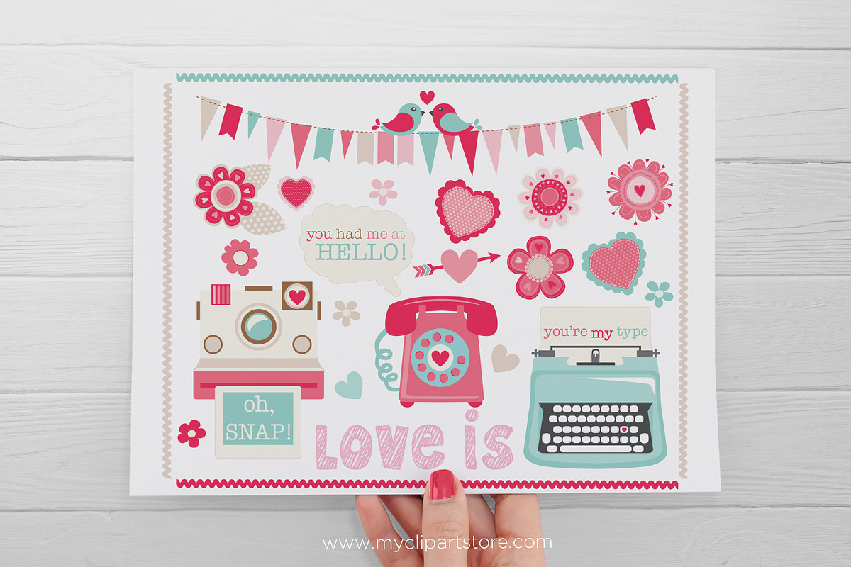 Valentine Retro Technology Clipart, an Illustration by MyClipArtStore (Photo 2 of 2)