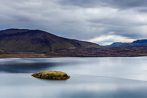 Lake with small island in Iceland