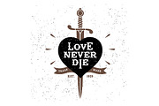 Vintage Label Love Never Die, an Illustration by Ezepov (Thumbnail 2 of 2)