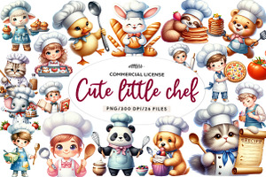 Cute little chef clipart Cooking, an Illustration by CreationArt
