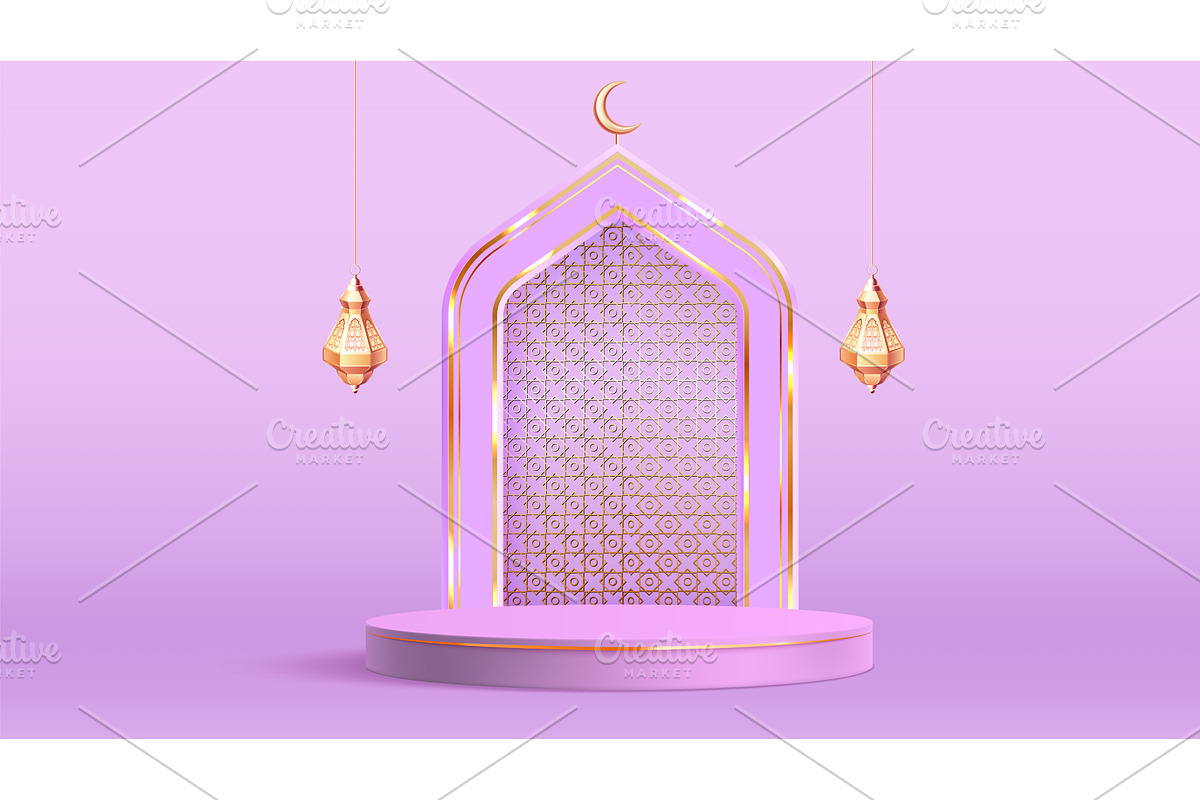 Ramadan podium with Islamic arch, an Illustration by art PVP - market