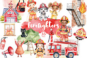 Firefighters Clipart, a Person Illustration by GlamArtZhanna (Thumbnail 1 of 6)