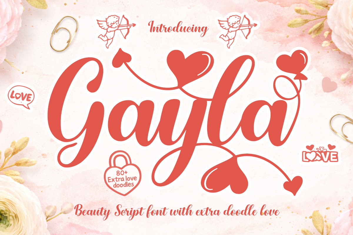 Gayla Romantic Script Font with Love, a Script Font by cocodesign (Photo 1 of 7)
