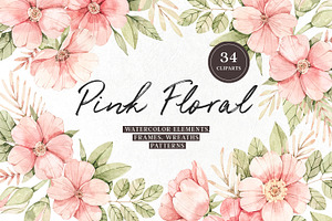 Sale Pink Floral. Watercolor flowers