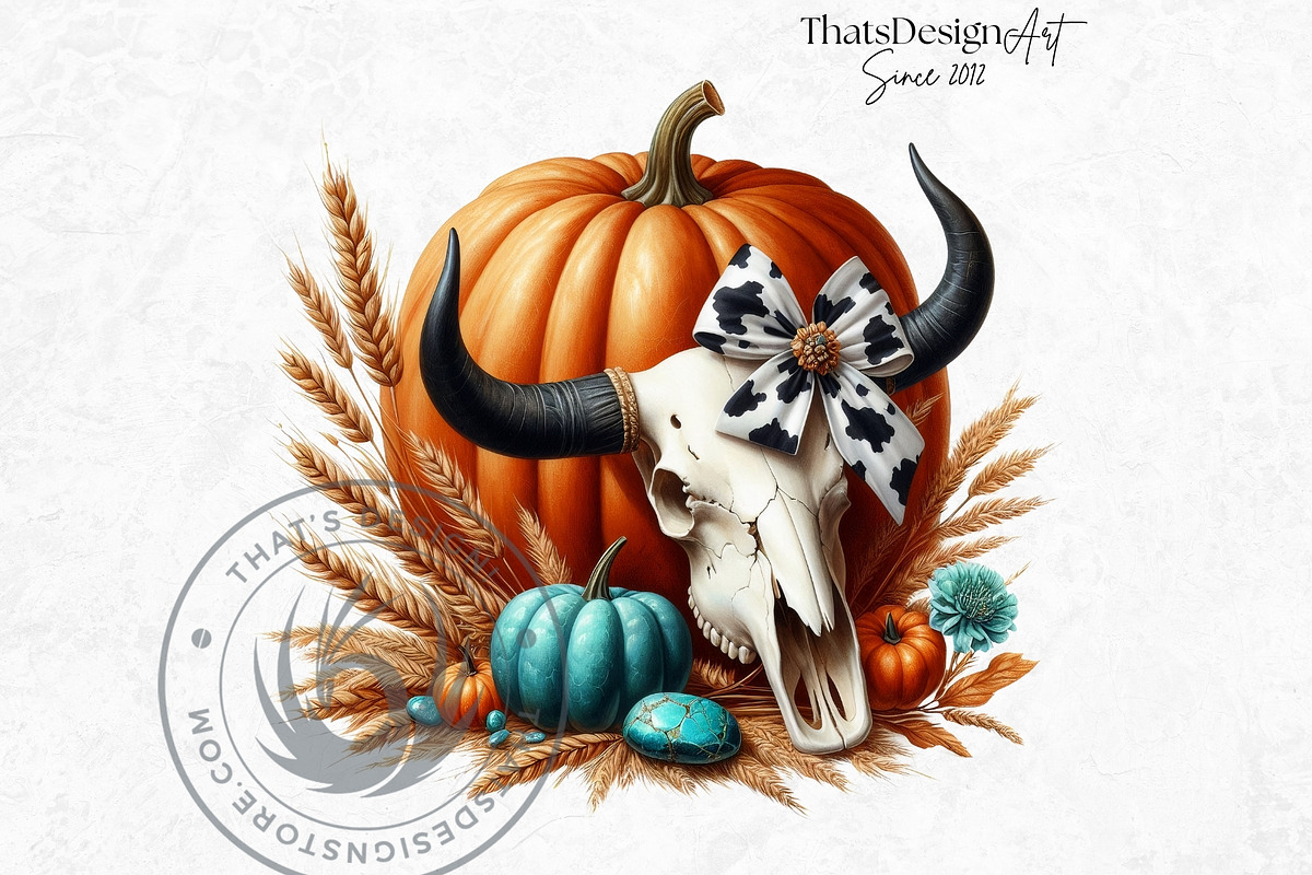 Fall Western coquette bow pumpkins, a Seasonal Illustration by ThatsDesignArt (Photo 7 of 10)