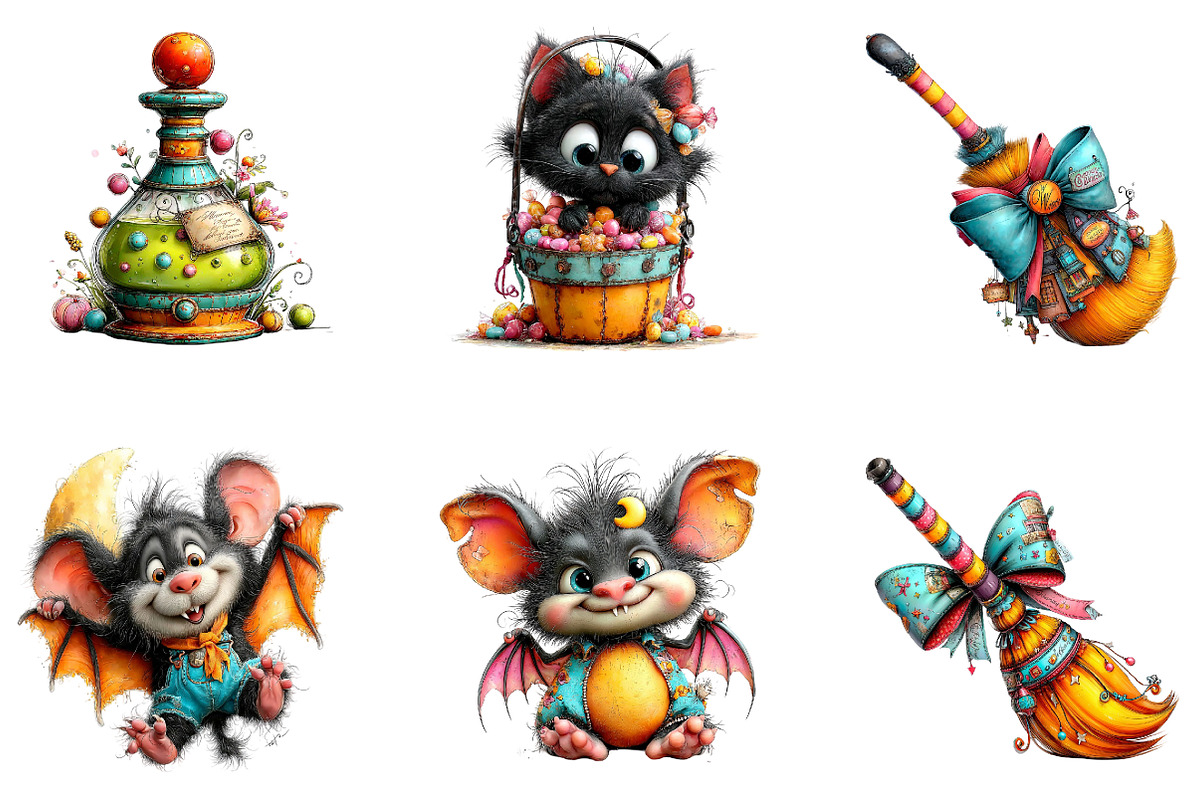 Retro Halloween Bundle, a Seasonal Illustration by CreationArt (Photo 2 of 5)