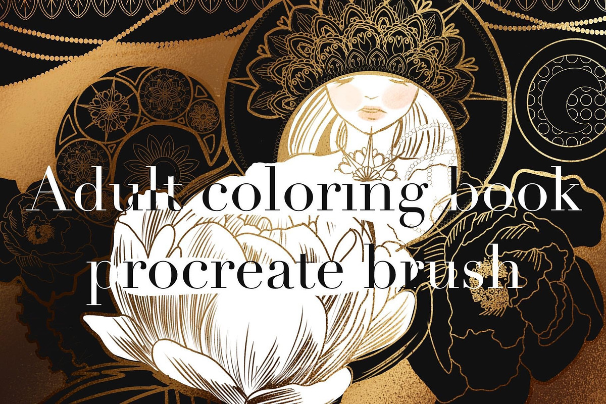 Adult coloring book procreate brush, a Brush Add-On by Meisanmui (Photo 1 of 5)