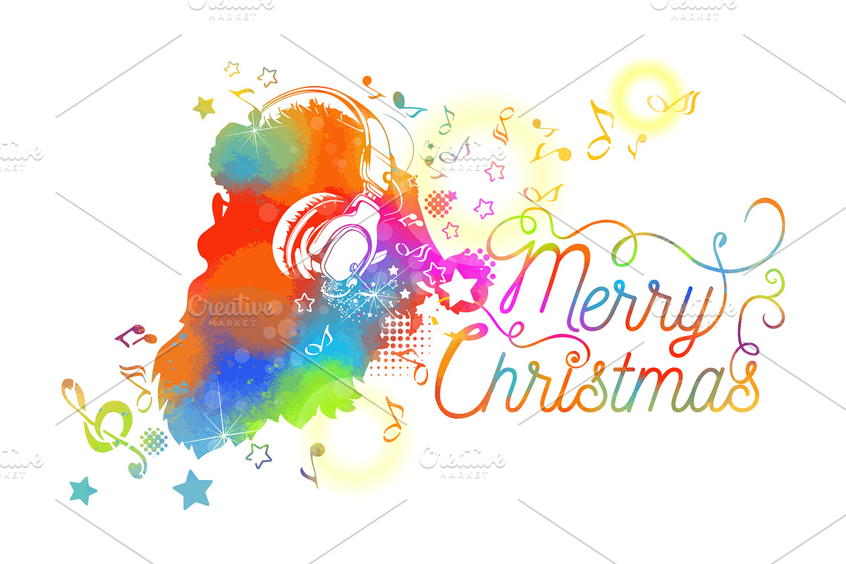 Happy Dancing Santa Listening to, an Object Illustration by Nenahliadava Design