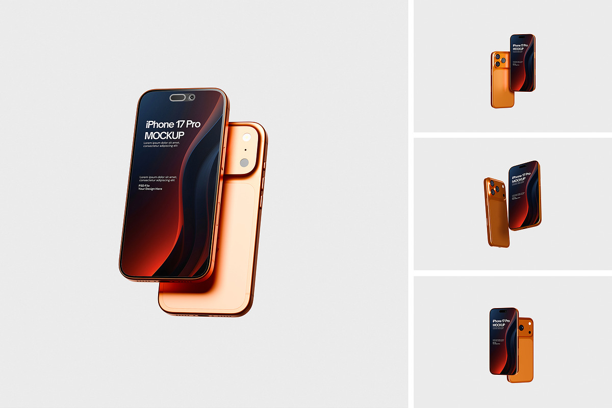 iPhoen 17 Pro Mockup, an iPhone Mockup by HanaSaka_Studio (Photo 1 of 5)