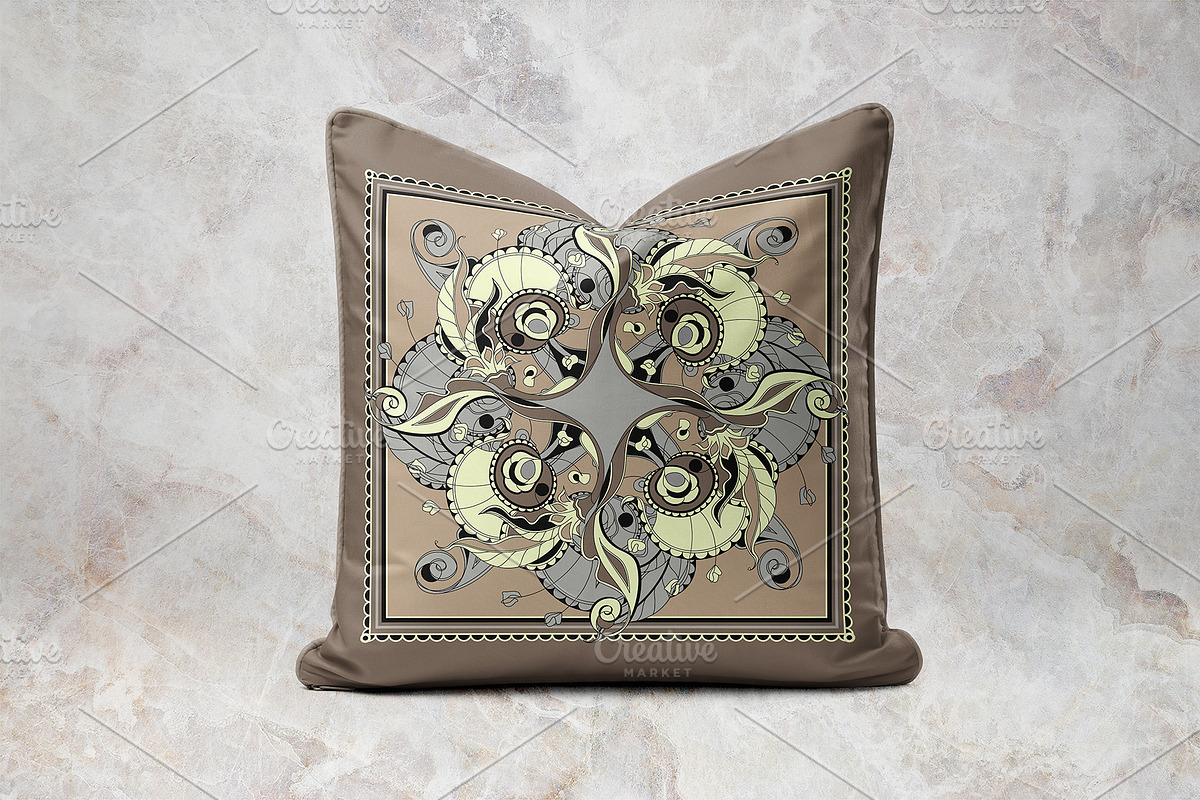 Ivory & Taupe Art Nouveau Silk Scarf, an Object Graphic by ilustrinna (Photo 7 of 9)