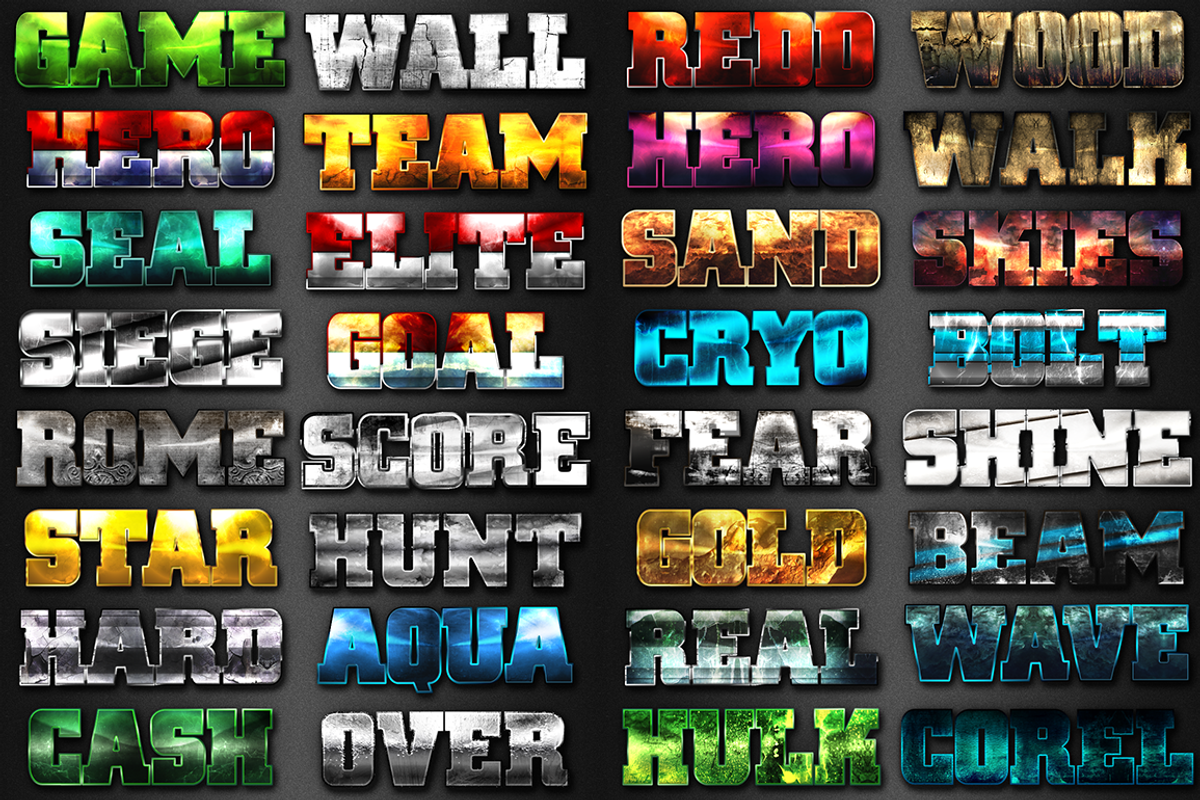 32 Game Layer Styles Bundle 1, a Layer Style Add-On by DesignFathoms (Photo 2 of 6)