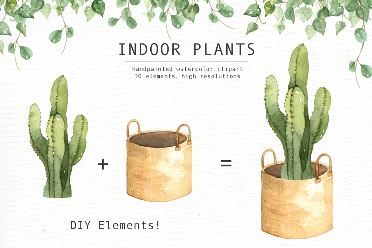 Indoor Plants Watercolor Clipart, an Illustration by everysunsun (Photo 5 of 5)