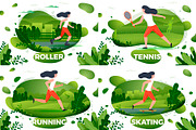Summer Active Girl Banners Set, a Healthcare Illustration by Tashal (Thumbnail 4 of 5)