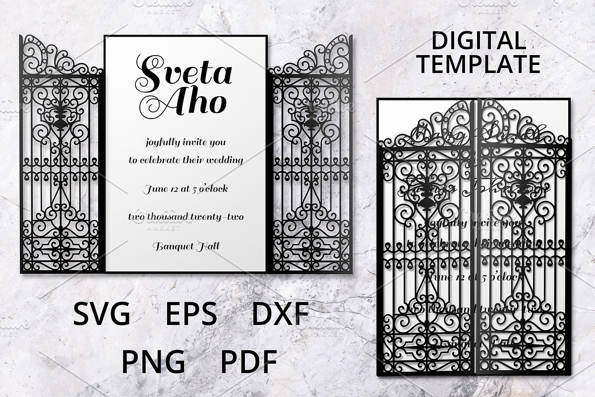 Gate Fold Laser Cut Card, an Invitation Template by Sveta Aho (Photo 1 of 2)