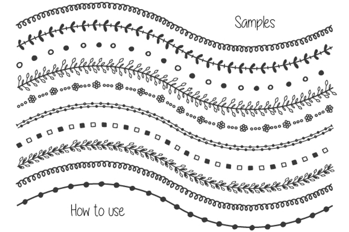 60 doodle vector pattern brushes preview 7