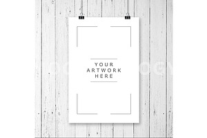 8x12 Hanging Paper Clips Mockup