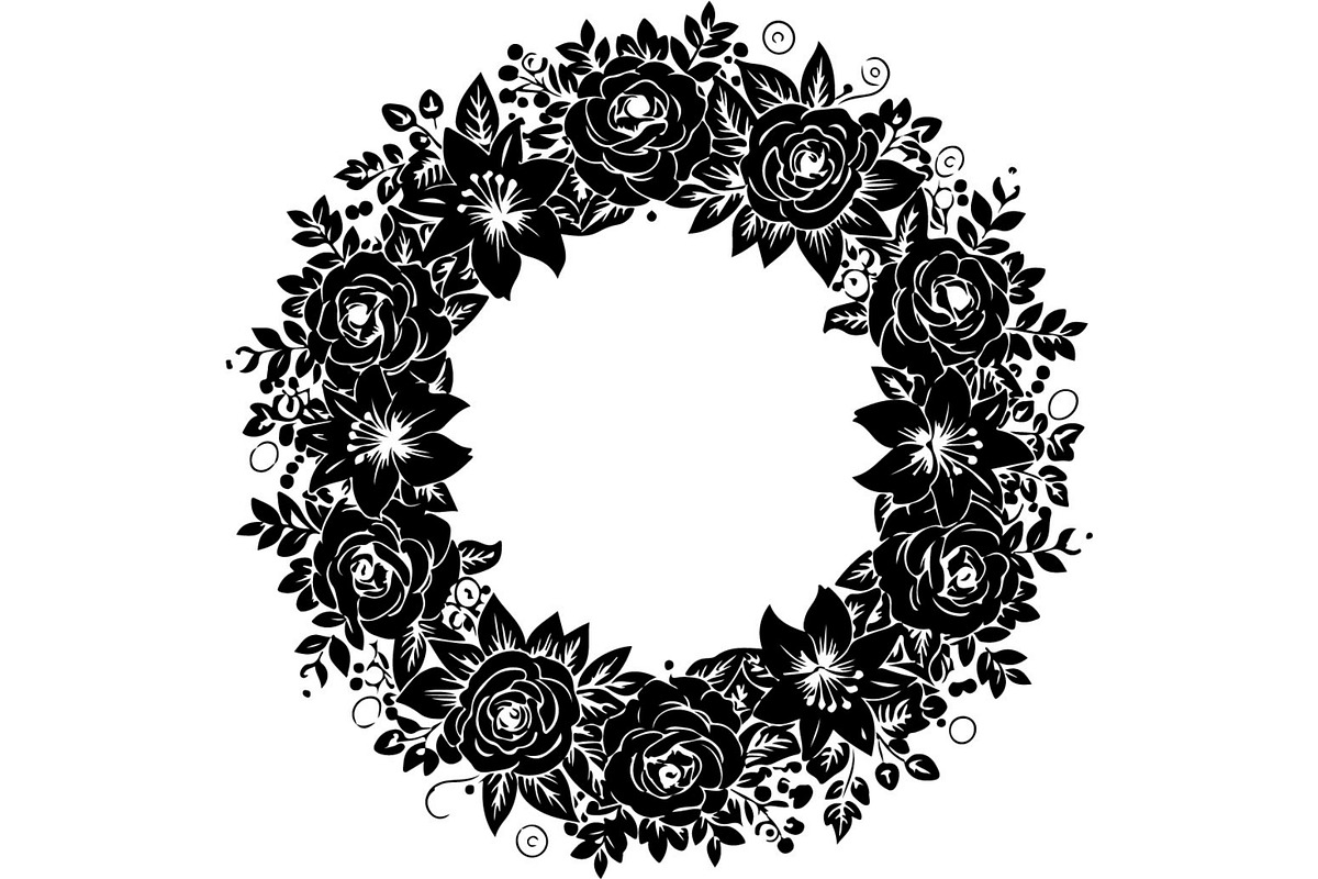 Black Floral Wreath Frame Set, an Illustration by Designer_Momina (Photo 17 of 20)