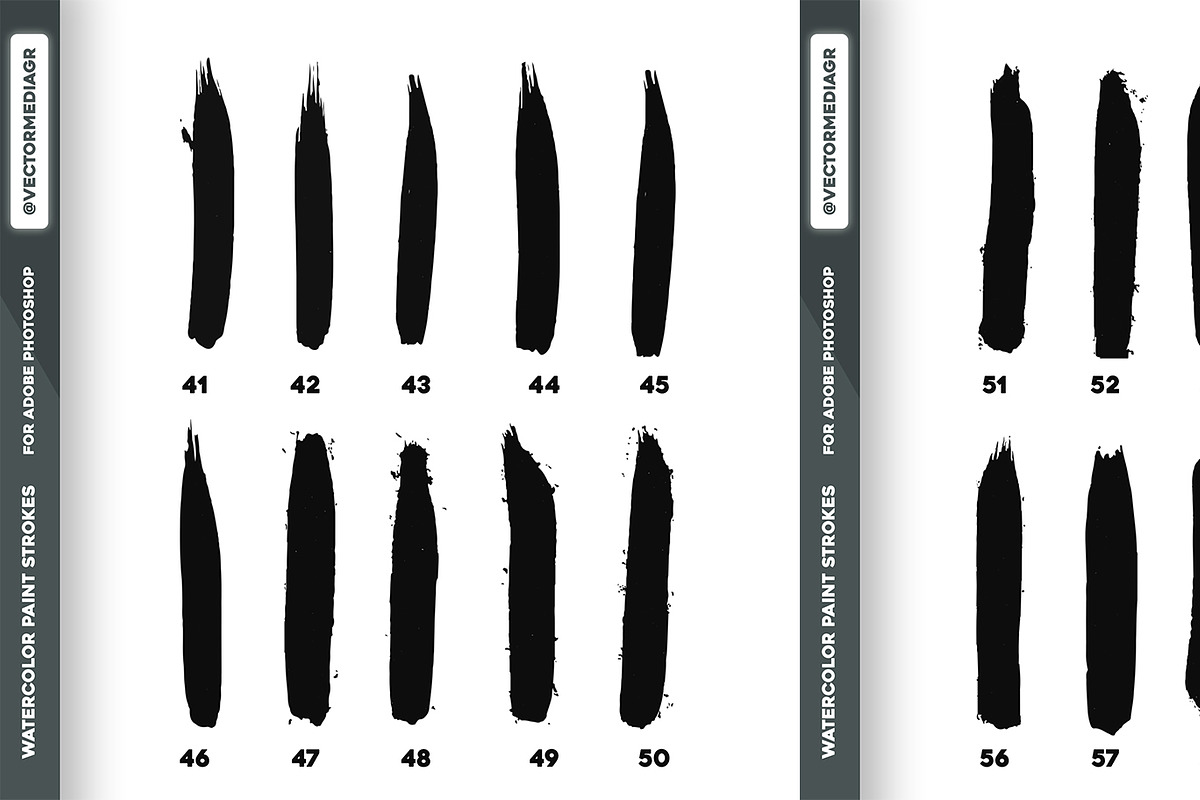 60 Watercolor Paint Strokes Brushes, a Brush Add-On by VectorMedia (Photo 4 of 4)