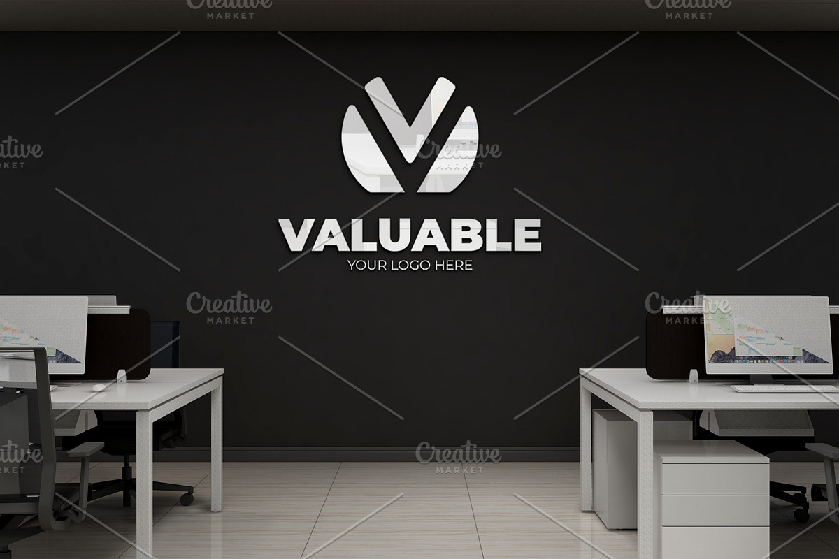 Office Interior Wall Logo Mockup