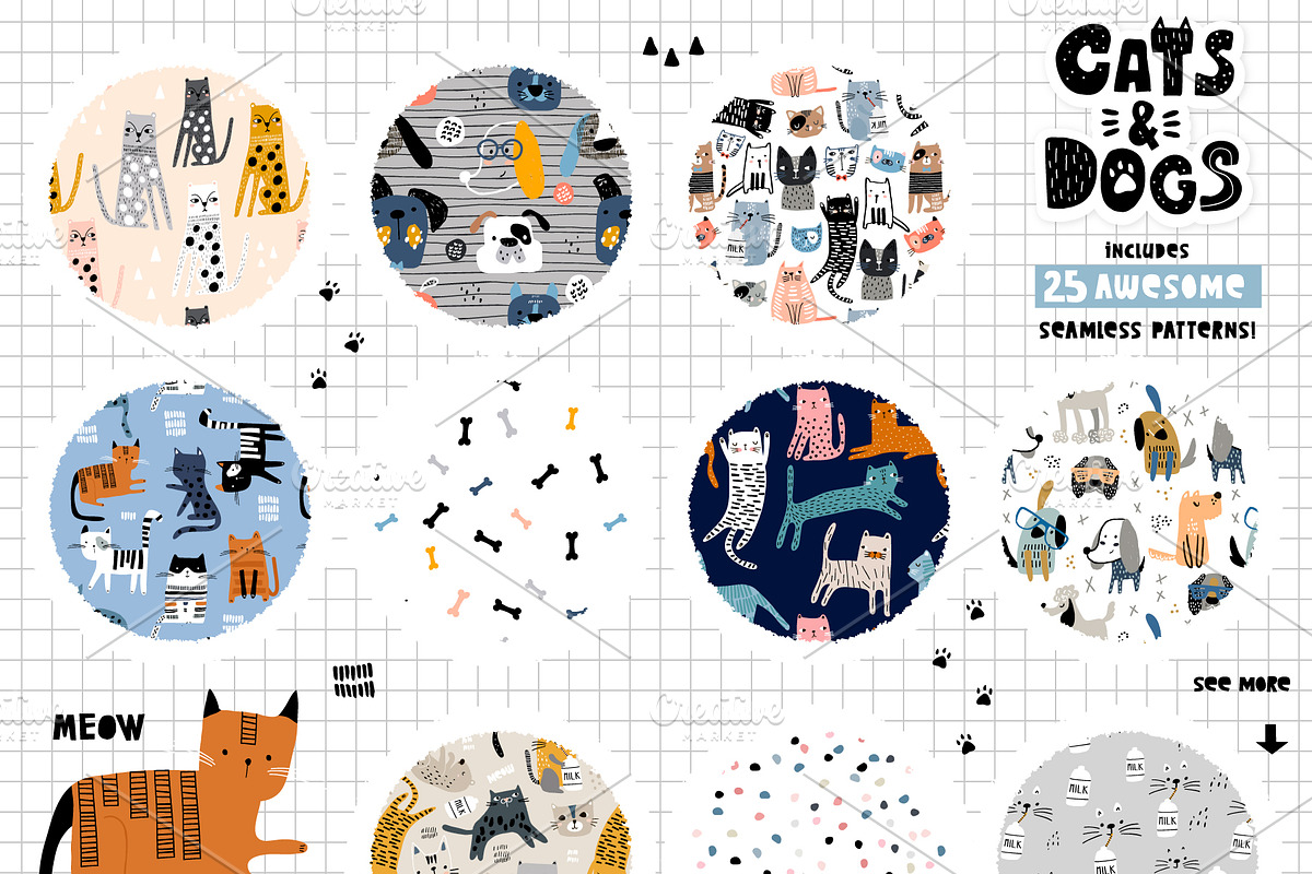Cats&Dogs graphic collection, a Pattern Graphic by solmariart (Photo 2 of 8)