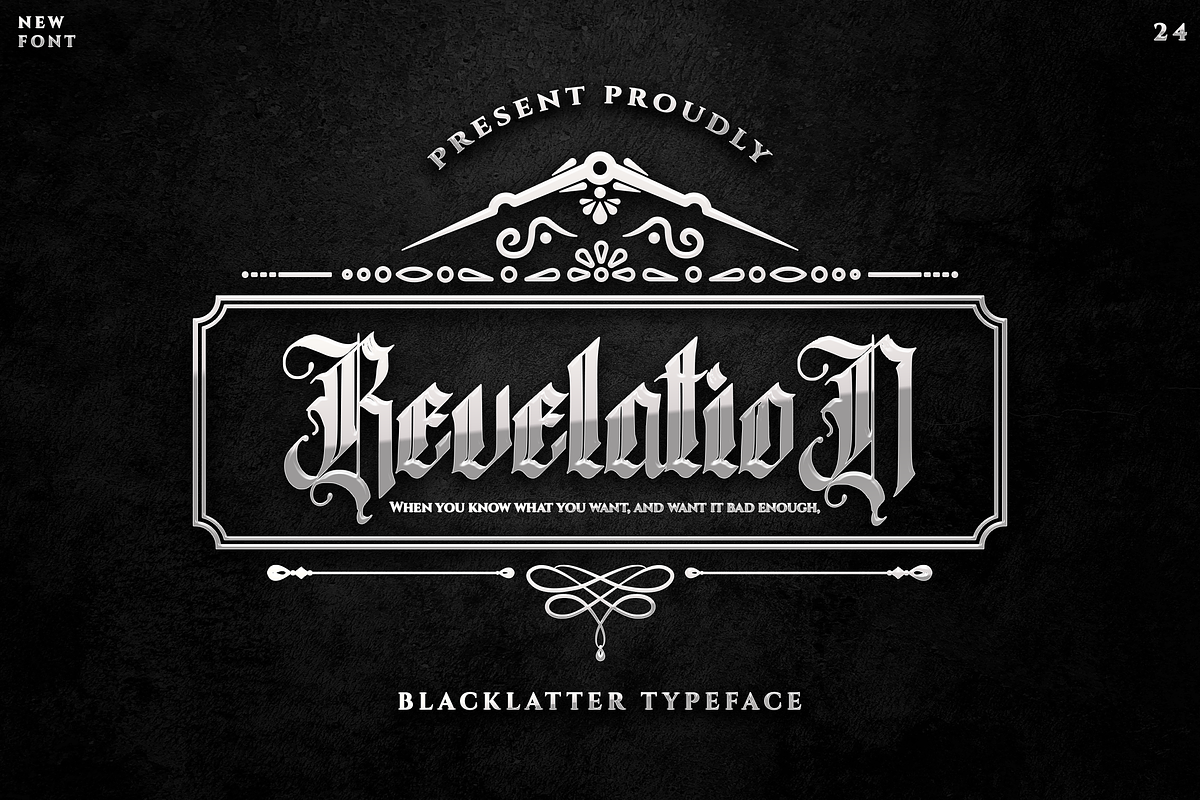 Revelation - Blackletter Typeface, a Blackletter Font by Meizzaluna Design (Photo 1 of 10)