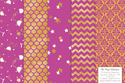 Gold Foil Digital Papers in Fuchsia, a Pattern Graphic by Amanda Ilkov (Thumbnail 4 of 4)
