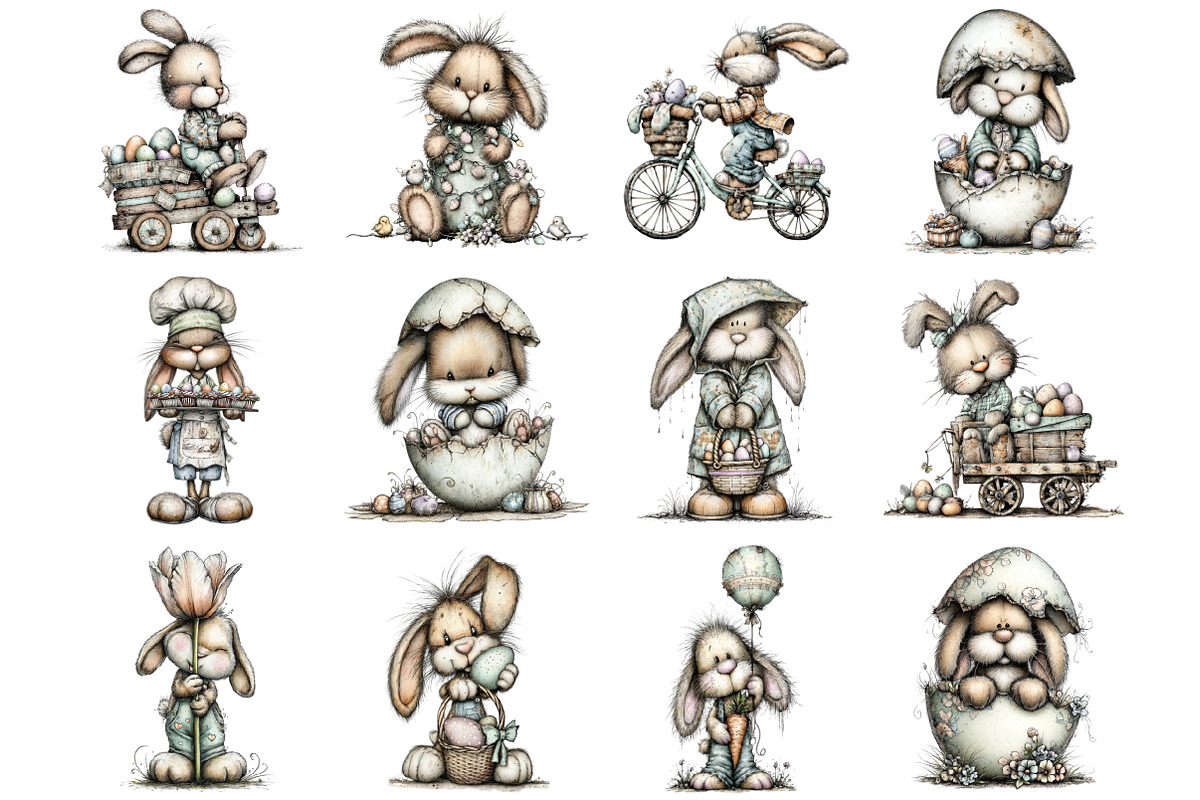 Cute Easter Bunny Clipart, a Graphic by CitraGraphics (Photo 3 of 5)