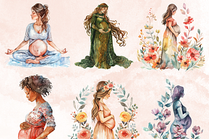 Watercolor Pregnant Clipart