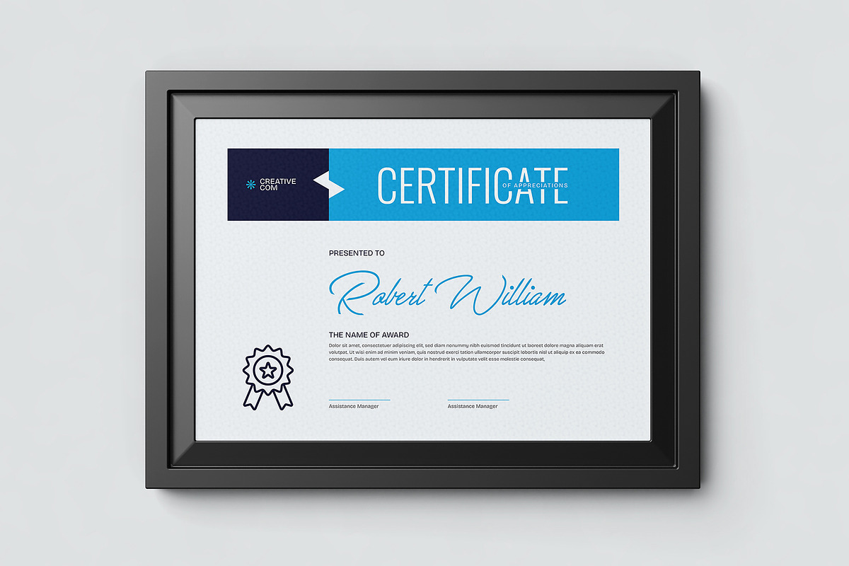 Minimal Certificate Template, a Stationery Template by HiveArts (Photo 1 of 2)
